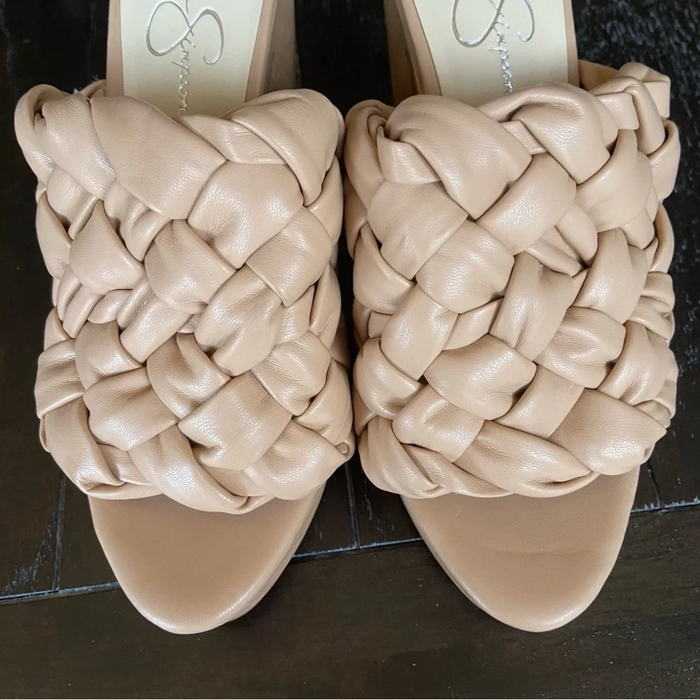 Jessica Simpson Supira Platform Sandal Braided Faux Wood Sandal‎ Mules Nude 9.5M